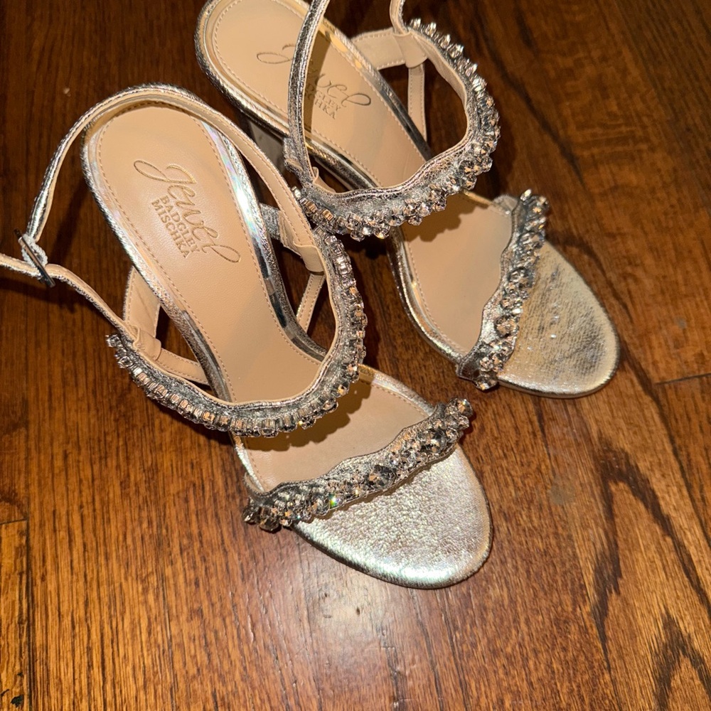 Jewel Badgley Mischka Glittering Silver Heels